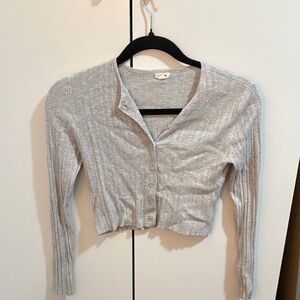 Garage Light Gray Ribbed Knit Top